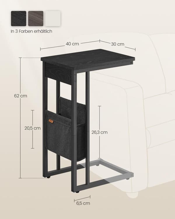 Sidebord, LET357B56, 30x40x62 cm, Sort
