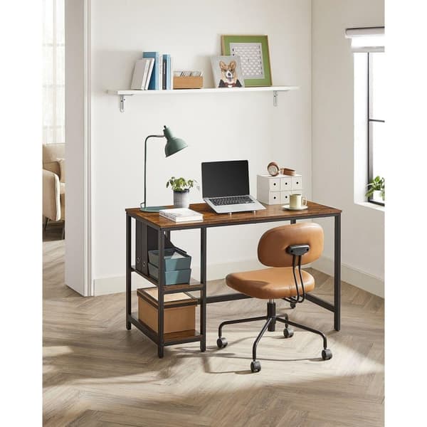 Skrivebord, VASAGLE LWD47X, 120x60 cm, Brun-Sort