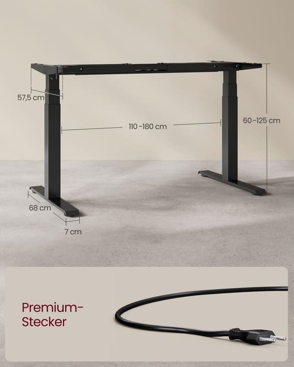 Skrivebord, VASAGLE, 68x110 cm, Sort