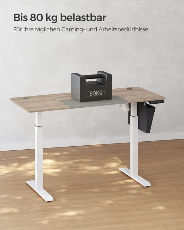 Skrivebord, SONGMICS LSD015X01, 140x60 cm, Hvid