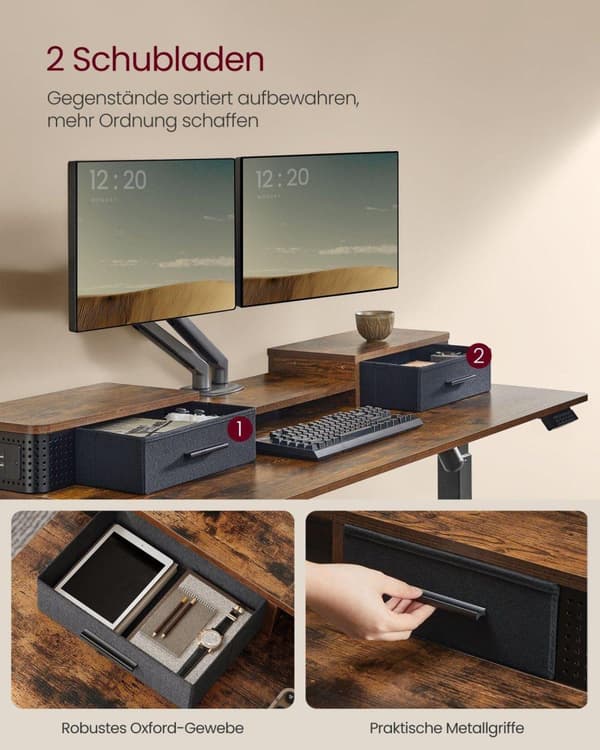 Skrivbord, VASAGLE, 60x140 cm, Brun