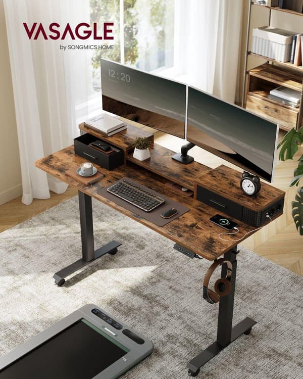 Skrivbord, VASAGLE, 60x140 cm, Brun