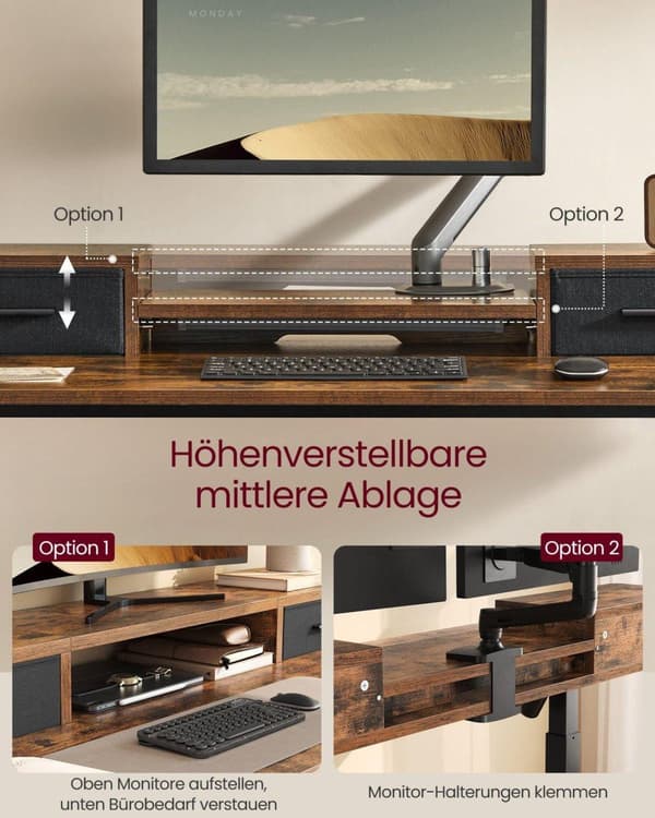 Skrivebord, VASAGLE, 60x120 cm, Brun