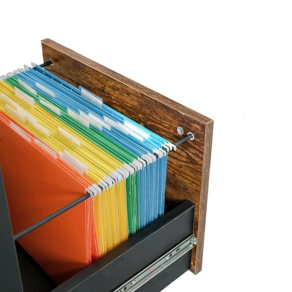 Skrivebord, VASAGLE LWD75X, 137x150 cm, Brun-Sort