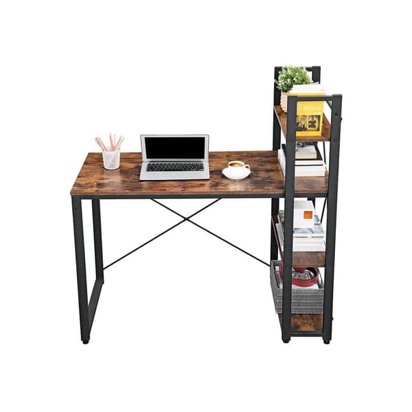Skrivebord, VASAGLE, 120x60 cm, Brun-Sort