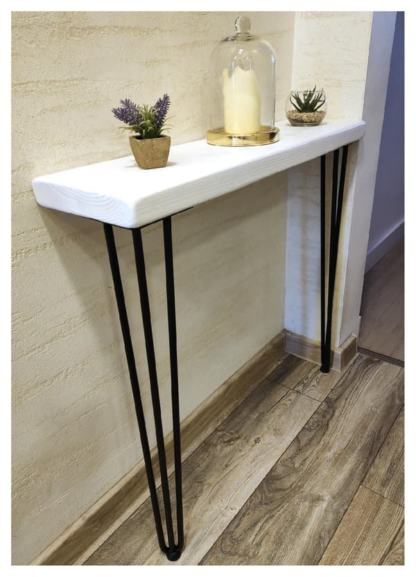 Konsol bordsæt hvid 170 mm x 110 cm HÅRNÅL Ben 12x711 mm sort