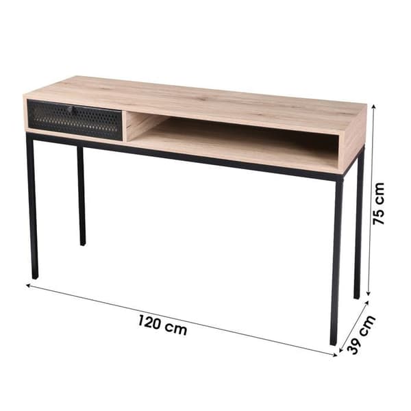 Skrivbord med förvaring - AC-DÉCO - Trä- och metaleffekt - L. 39 x b. 120 x H. 75 cm