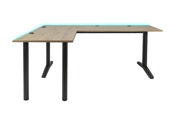 SyberDesk Gaming hörnskrivbord V2 - 197 x 132 cm - Skrivbord med LED - USB HUB - Kabelhanteringssystem i skrivbordsramen - spelbord