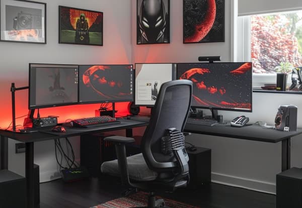 SyberDesk Gaming hörnskrivbord V2 - 197 x 132 cm - Skrivbord med LED - USB HUB - Kabelhanteringssystem i skrivbordsramen - spelbord