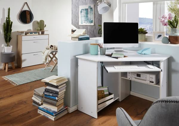 Rootz Corner Desk - Modern Office Desk - Computertabel - Generøs opbevaring - 127 cm x 73 cm x 88,5 cm
