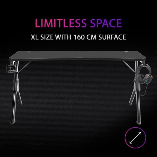 MARSGAMING MGD-ERGOPRO, Höj- och sänkbart skrivbord 73-118cm, Ergonomisk yta av kolfiber, Struktur