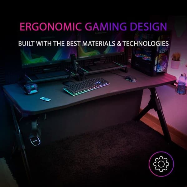 MARSGAMING MGD-ERGOPRO, Höj- och sänkbart skrivbord 73-118cm, Ergonomisk yta av kolfiber, Struktur