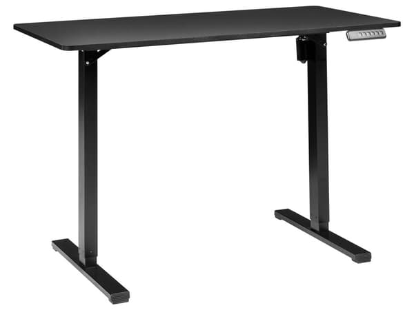 Elektrisk Justerbart Skrivebord Svart Bordplate Hvit Stålramme 120 x 60 cm Sit and Stand Firkantede føtter Moderne Design