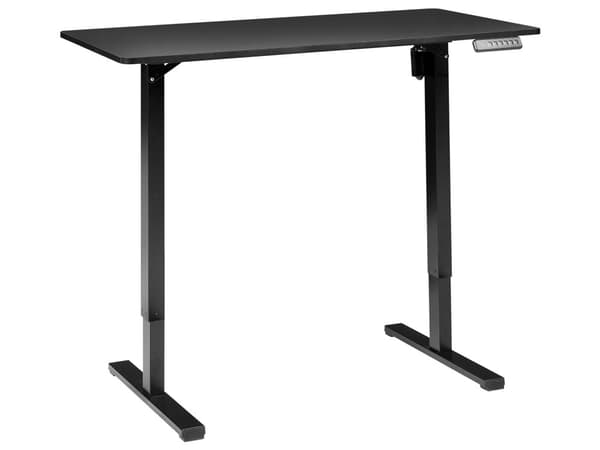 Elektrisk Justerbart Skrivebord Svart Bordplate Hvit Stålramme 120 x 60 cm Sit and Stand Firkantede føtter Moderne Design
