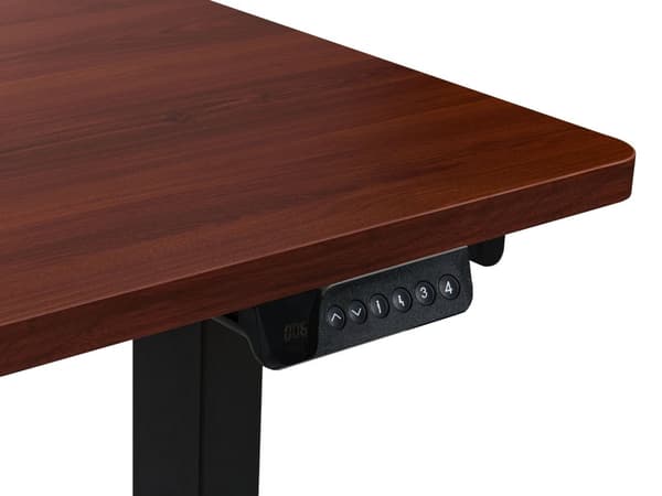 Elektrisk Justerbart Venstre Hjørnebord Mørk Trebordplate Svart Stålramme 160 x 59 cm Sitt og Stå L-formet Moderne Design