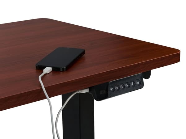 Elektrisk Justerbart Venstre Hjørnebord Mørk Trebordplate Svart Stålramme 160 x 59 cm Sitt og Stå L-formet Moderne Design