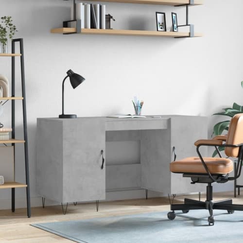 Skrivbord betonggrå 140x50x75 cm konstruerat trä