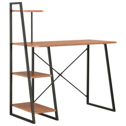 Skrivbord med hyllenhet svart och brun 102x50x117 cm