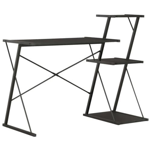 Skrivbord med hylla svart 116x50x93 cm