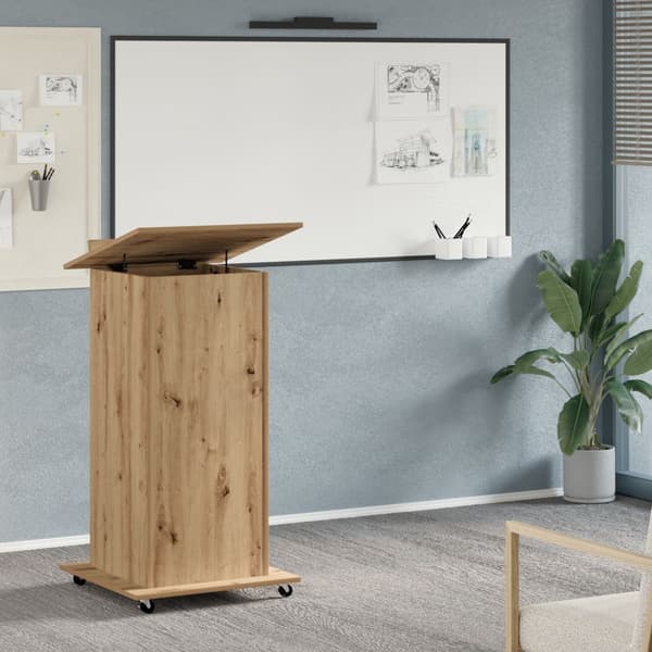 Föreläsningspodium med hjul Artisan Ek Konstruerat trä