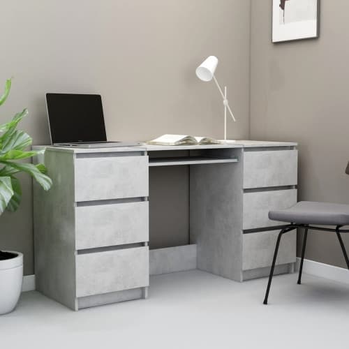 Skrivbord betonggrå 140x50x77 cm konstruerat trä