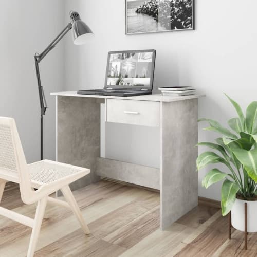 Skrivbord betonggrå 100x50x76 cm konstruerat trä