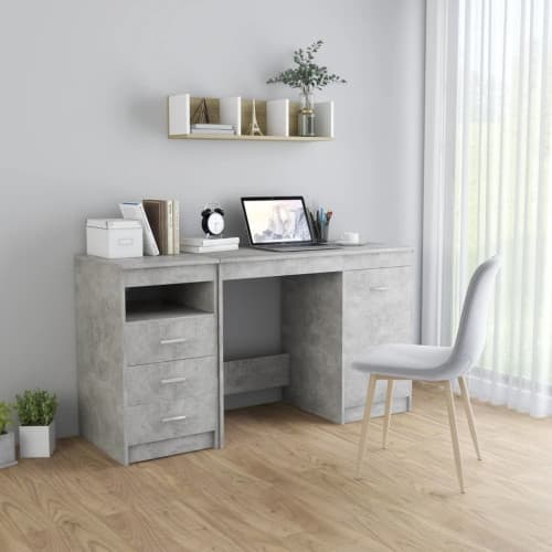 Skrivbord betonggrå 140x50x76 cm konstruerat trä