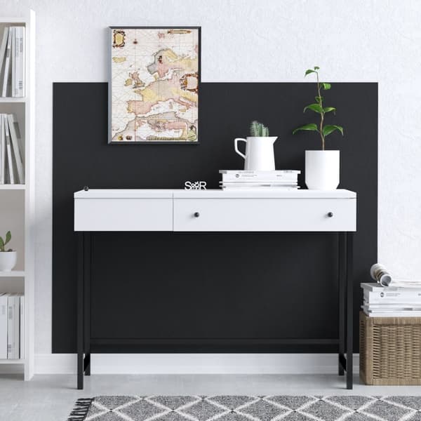 Skrivebord med skuffe, 100 x 74 x 45 cm, Hvid