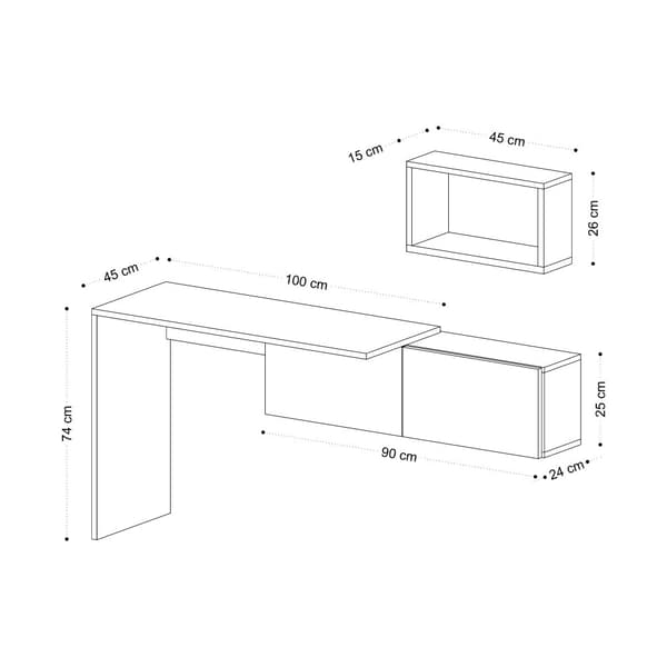 Skrivbord, Tiff, 145x74x45 cm, vit brun