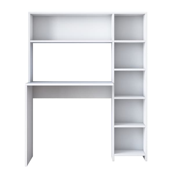 Computerbord med hylde, 80x74,8 cm, hvid
