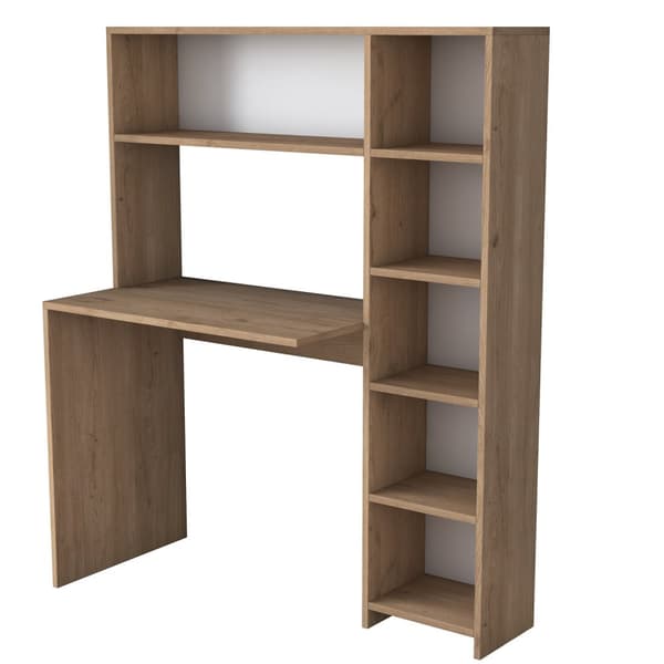 Datorbord med hylla, 80x74,8 cm, brun