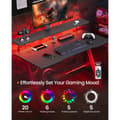 Miniatyrbild 3 av 5: Gamingbord med LED-belysning 120x55x90,5cm - Röd/Svart