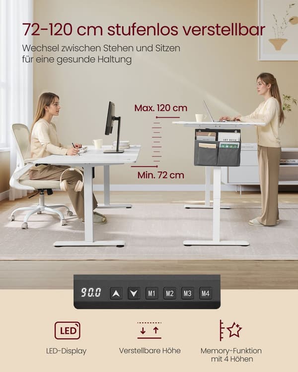 Höjd -justerbar skrivbord Electric 180 x 80 cm Wolkwit