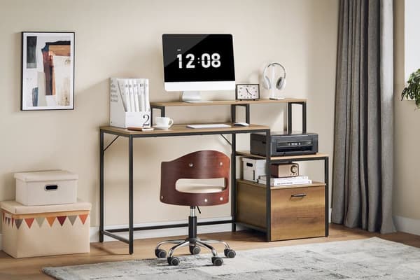 Skrivebord, FWT103-PF, 143x50x90 cm, Brun