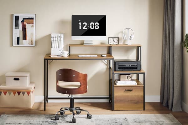 Skrivebord, FWT103-PF, 143x50x90 cm, Brun