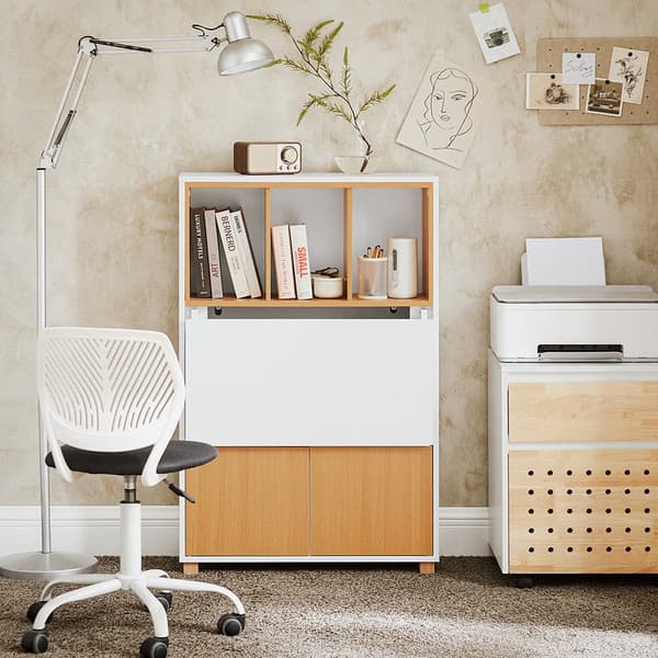 Hopfällbart skrivbord, FWT107-WN, 70x59x108 cm, Brun