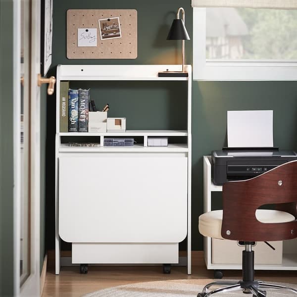 Foldbar Skrivebord, FWT105-W, 64x20x82 cm, Hvid