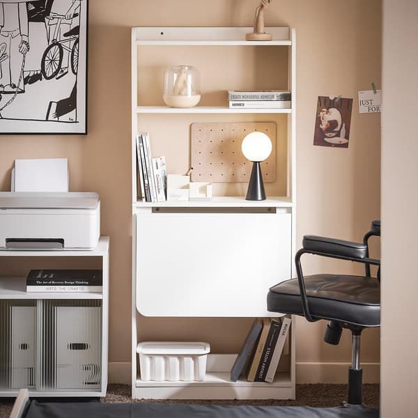 Foldbar Skrivebord, FWT92-H-W, 64x20x145 cm, Hvid