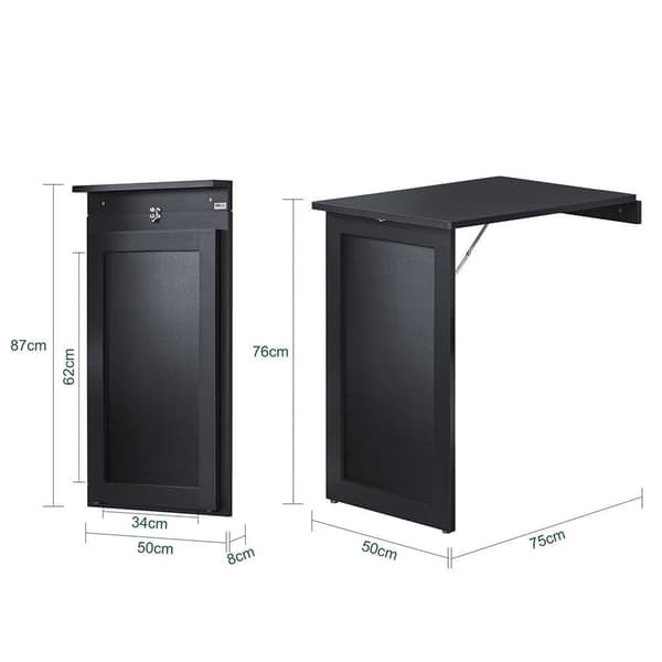 Hopfällbart vägg bord, FWT20-SCH, 50x75x76 cm, Brun