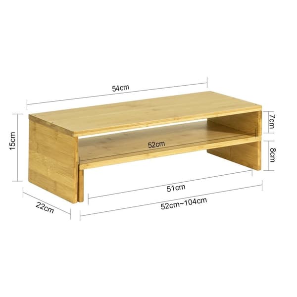 Monitorstativ, BBF07-N, Længde 52-104 cm Bredde 22 cm Højde 15 cm, Brun
