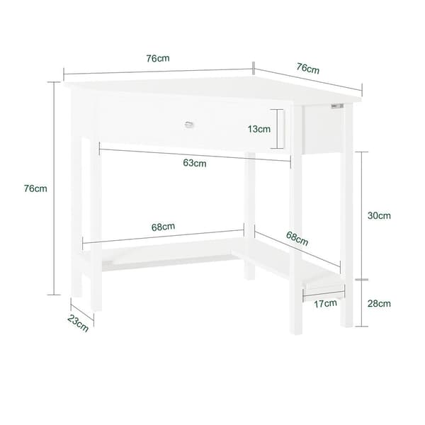Hörnskrivbord, FWT31-W, 76x76 cm, Vit