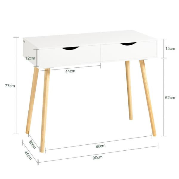 Työpöytä, FWT40-W, 90x45x77 cm, Valkoinen