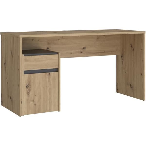 Bureau rätt MODULTRICK - Ek/Mörkgrå - 140 x 52,7 x 72,5 cm