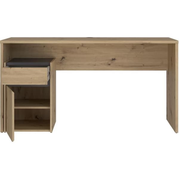 Bureau rätt MODULTRICK - Ek/Mörkgrå - 140 x 52,7 x 72,5 cm