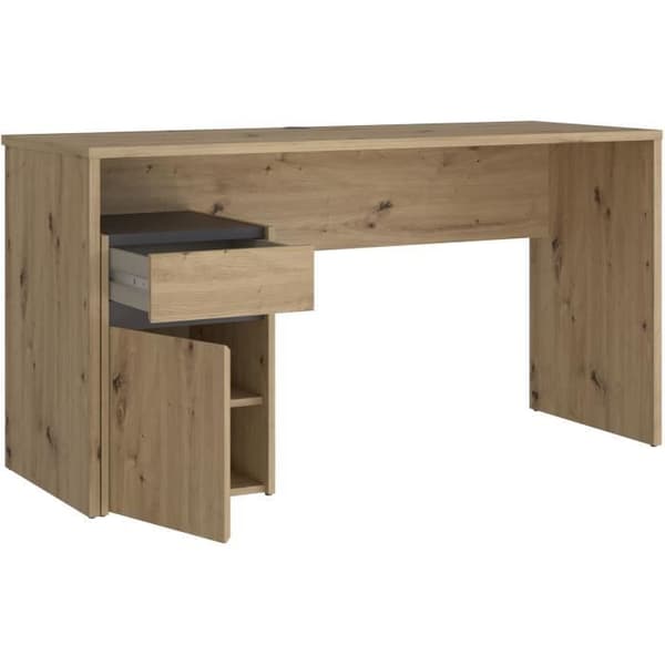 Bureau rätt MODULTRICK - Ek/Mörkgrå - 140 x 52,7 x 72,5 cm