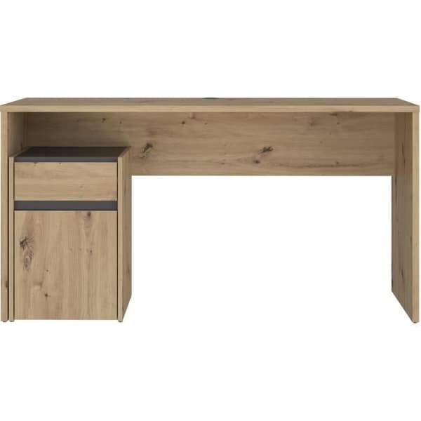 Bureau rätt MODULTRICK - Ek/Mörkgrå - 140 x 52,7 x 72,5 cm