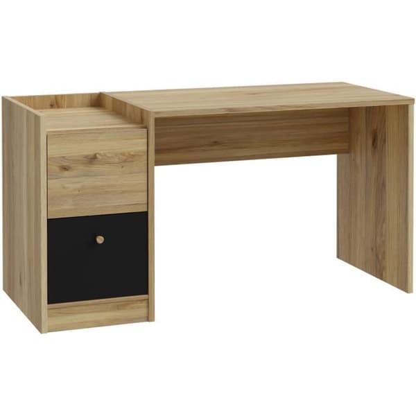Bureau rätt COXIM - Eken / Svart - 139,6 x 74 x 59,8 cm