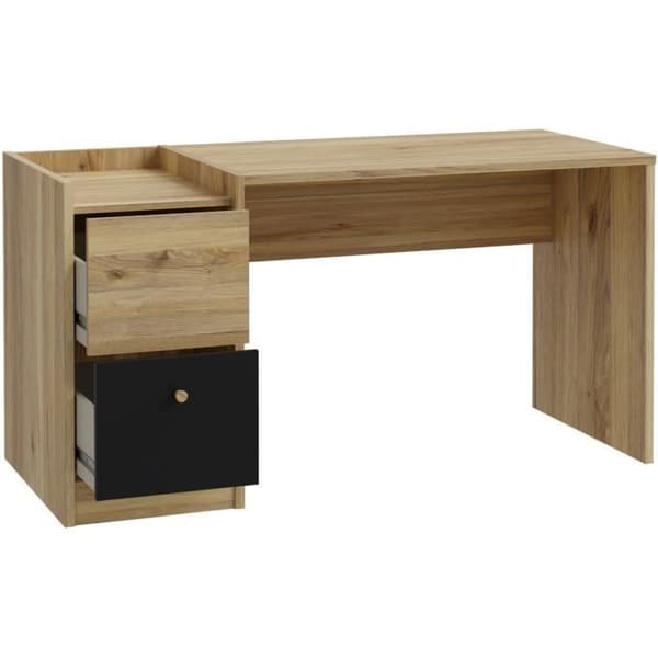 Bureau rätt COXIM - Eken / Svart - 139,6 x 74 x 59,8 cm