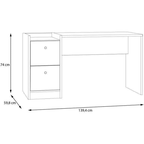 Bureau rätt COXIM - Eken / Svart - 139,6 x 74 x 59,8 cm