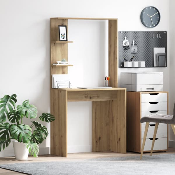 Artisan Ek Skrivbord Artisan Ek Konstruerat Trä Standard Hyllor